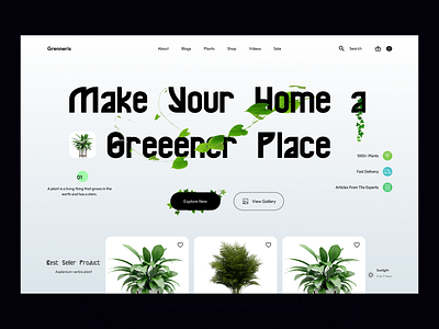 Planty Landing page Website branding design flower flower pots furniture store garden gardening graphic design green interior minimal plant plant care plant shop tree trend ui uiux web web design