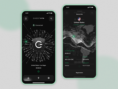 VPN App app black design interface iphone mobile app modern simple ui uiux vpn