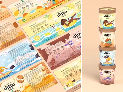 Ditto - Ice Cream Packaging Design branding characterdesign creative design flat flat illustration food ice cream illustration package packaging sustainable vector vegan
