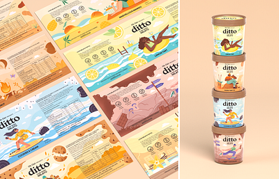 Ditto - Ice Cream Packaging Design branding characterdesign creative design flat flat illustration food ice cream illustration package packaging sustainable vector vegan