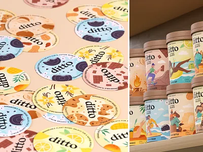 Ditto - Ice Cream Packaging Design branding creative eco flat flat illustration food graphic design ice cream illustration package packaging procreate sustainable vector vegan