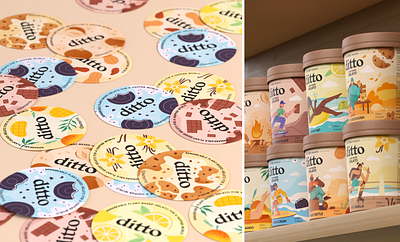 Ditto - Ice Cream Packaging Design branding creative eco flat flat illustration food graphic design ice cream illustration package packaging procreate sustainable vector vegan