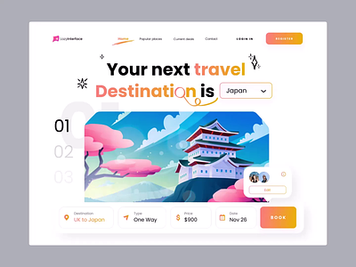 Travel Website Design Landing Page agency booking hotel hotel booking japan journey tourism travel travel agency travel app travel service travel website traveling trip ui animation vacation web design website website design world