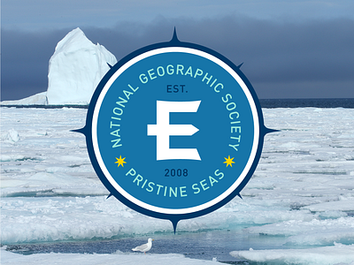 Pristine Seas Badge badge blue branding climate change design graphic design ice illustration logo nautical ocean sea vector