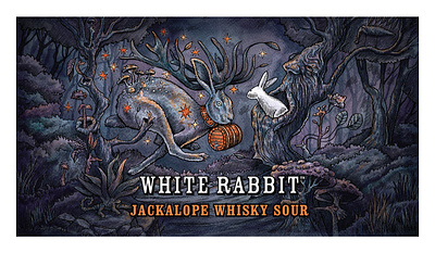 White Rabbit Whisky Sour Label artwork branding conceptual design engraving etching illustration illustrator labeldesign line art logo packaging scratchboard steven noble vintage woodcut