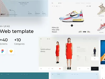 H+ UI Kit Template article blog catalog figma flat furniture h ui kit template instagram landing page minimalist mockup product shop sketch store template travel ui kit template website wordpress theme