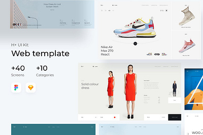 H+ UI Kit Template article blog catalog figma flat furniture h ui kit template instagram landing page minimalist mockup product shop sketch store template travel ui kit template website wordpress theme