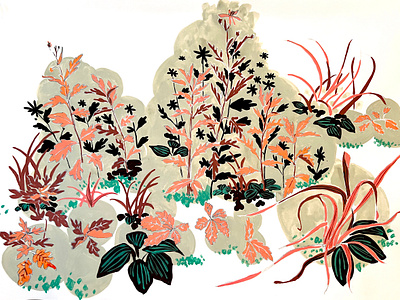 Mugwort_Japanese medicinal herbs graphic design illustration textile wallpaper