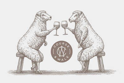 Course & Wale Wine Label artwork design engraving etching illustration line art logo scratchboard steven noble wine wine label
