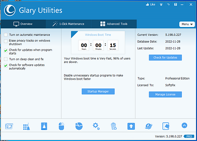 Glary Utilities Pro Product Key 5.198.0.227 + License Crack system protector