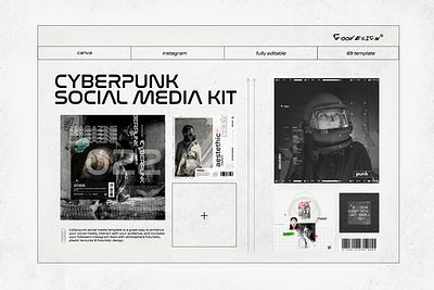 Cyberpunk | Social Media Pack canva cyber template cyberpunk futuristic instagram social media template