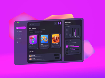 E-Learning Courses Dashboard 3d academy animation app application courses dashboard design school e learning education educational elearning learning learning application learning platform motion graphics school ui uiux ux