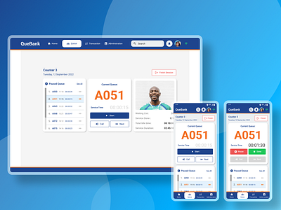 Responsive Banking Queue System UI app banking banking application banking queue mobile app queue machine system responsive design ui ux