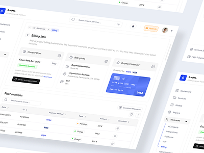 Billing Settings Page - ML Platform ai application billing card classic figma minimal ml mobile new product project settings trend ui ux webdesign