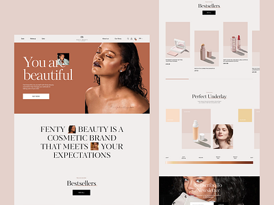 Redesign Fenty Beauty beautifull beauty beauty product beauty website cosmetic cosmetics cosmetics website design ecommerce graphic design landing page makeup minimal minimalist ui ux web webdesign website women