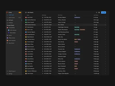 Astrology Software — CRM astrology crm database design desktop interface ui web