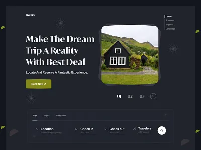 Trables Web Header design destination explore journey landing landing page landingpage minimal tourism travel travel landing traveler travelers travelling trip ui uiux web web header website