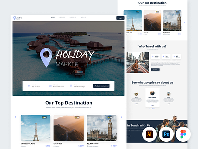 Holiday Marker, Tourism Website landing page tourism website ui uiux website design