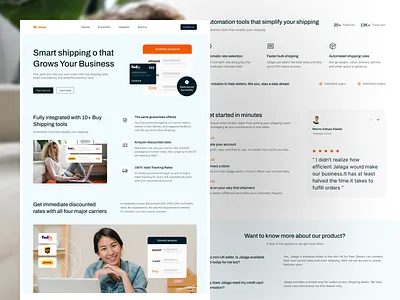 Jalaga - Shipping Automation Software Website Design automation company courier ecommerce landing page logistic marketplace online seller online shop profile saas ship shipment shipping software ui design uiuxdesign website