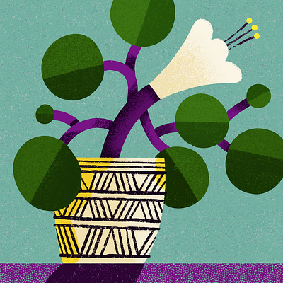 Plant botanical colorful colourful flower green illustration plant potted plant purple stylized textures whimsical