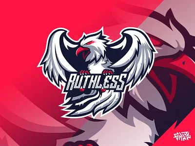 RUTHLESS | Eagle Mascot Esport Logo branding coreldraw design eagle eagle logo esport esportlogo gamer gaming graphic design grndr illustration logo mascot mascot design mascot logo red ui white