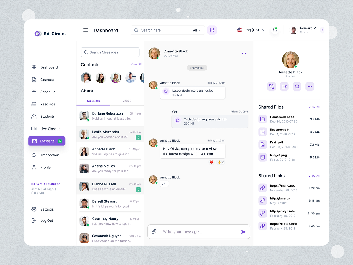 Lms Teacher Dashboard By Shoaib Mahmud On Dribbble