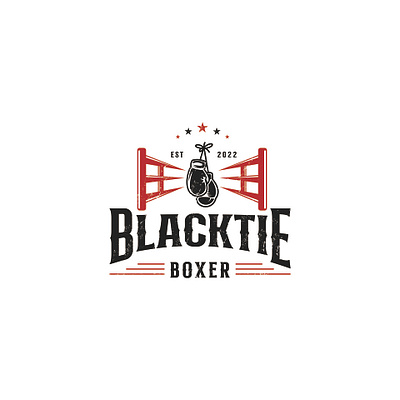 black tie boxer logo design boxer boxing design logo vector