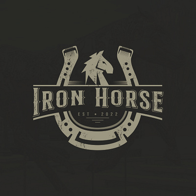 iron horse logo design vintage design horse iron vintage