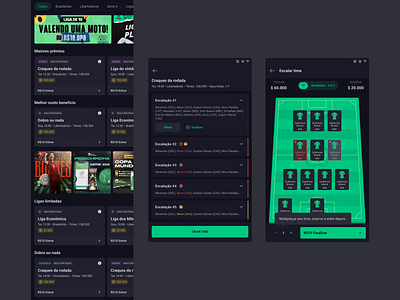 Sports Betting Game - App aposta betting brazil cartola dark esport europe football game gamefication league mobile premier league rank rei do pitaco soccer sport sport game ui ux