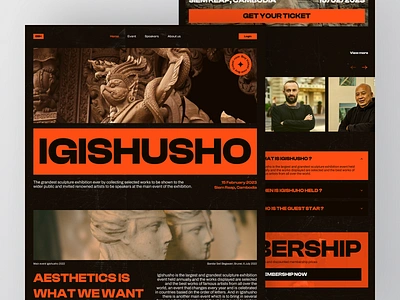 IGISHUSHO - Exhibition Landing Page clean design event exhibition exhibition landing page exhibition website landing page landing page design landingpage sculpture ticket ui ui design ux web web design webpage website website design website event