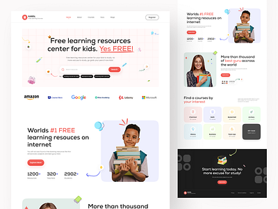 Kiddiz. - Free Learning Resource Center 📚 elearning design free resource fun design hero section illustrations kid learning web design kids learning kids web design kids website landing page learning learning landing page learning website open source resource study ui design uiux web design website design