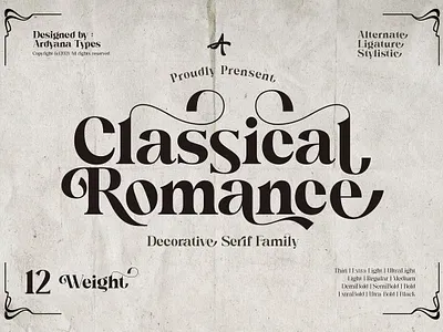 Classical Romance bold branding classic font classic typeface classical romance decorative display font elegant extrabold font family modern movie poster retro romance serif font vintage font