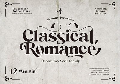 Classical Romance bold branding classic font classic typeface classical romance decorative display font elegant extrabold font family modern movie poster retro romance serif font vintage font