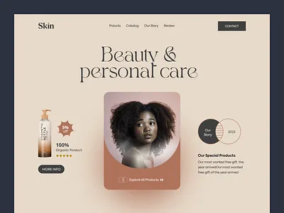 Skin-Beauty & personal care website design beauty beauty care care clean colors cosmetics design ecommerce elegant landing page minimal online shop personal care product product page design self care skin ui website women