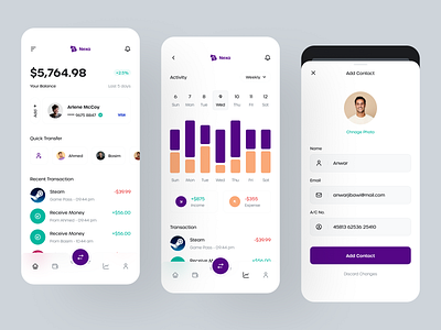 Nexa app design app ui clean ui finance manage finance minimal minimal design mobile app mobile app design mobile design mobile ui mobile wallet mockup tracking ui design wallet wallet app wallet app ui