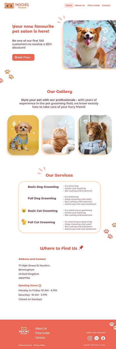 Pet Salon Homepage UI 🐾 branding cartoon character design homepage illustration logo ui uiux user interface website website ui