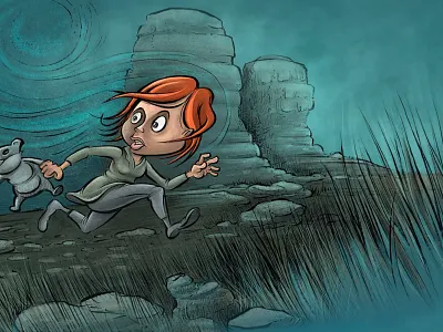 Runaway cartoon drawing inksketch llustration panel sketch