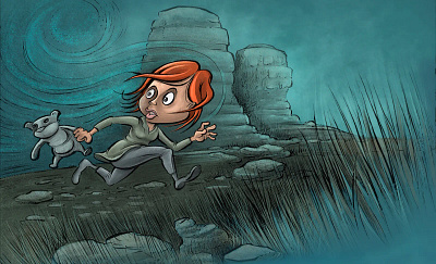 Runaway cartoon drawing inksketch llustration panel sketch