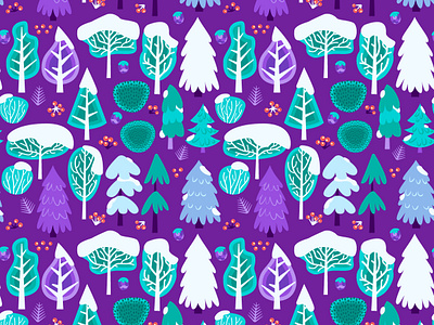 Cartoon Winter Trees Seamless Pattern acorn background bush christmas christmas tree design forest holiday illustration leaf merry christmas nature pattern rowanberry seamless seasonal snow tree vector winter