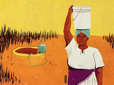 THIRST (SEDE) - Oxfam Brasil 2021 artwork black black woman illustration minimal minimalism oxfam poster design poverty rural workers thirst warm water