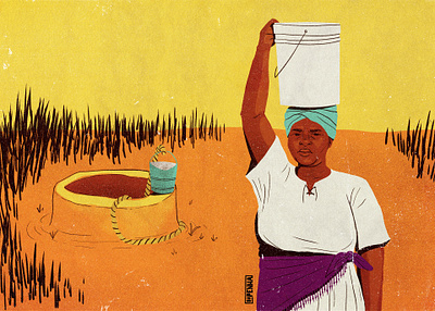 THIRST (SEDE) - Oxfam Brasil 2021 artwork black black woman illustration minimal minimalism oxfam poster design poverty rural workers thirst warm water