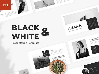 Avana – Black & White PowerPoint Template avana black white business company profile creative creative agency custom production design graphic design illustration infographic portfolio powerpoint powerpoint template presentation