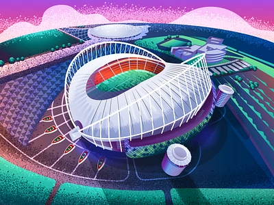 Khalifa International Stadium in Qatar Illustration advertising art brand agency branding case study design agency fifa fifa world cup fifa world cup qater football graphic design illustration interaction design motion design motion graphics ui ux ux case study vector worldcup