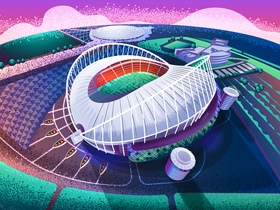 Khalifa International Stadium in Qatar Illustration advertising art brand agency branding case study design agency fifa fifa world cup fifa world cup qater football graphic design illustration interaction design motion design motion graphics ui ux ux case study vector worldcup