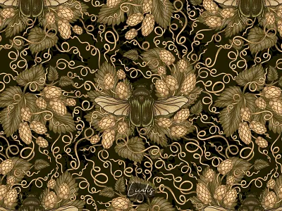 RICH HARVEST - patterns & motifs design drawing elegant fabric graphic design hand drawn handmade illustration insects luxury papper pattern pattern design retro seamless pattern surface textile vintage wallpaper wrapping
