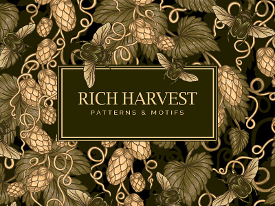 RICH HARVEST - patterns & motifs art license botanical illustration design digital art elegant fabric pattern graphic design handmade home decor illustration luxury pattern design patterns retro seamless pattern surface pattern design textile pattern vintage wallpaper wrapping paper