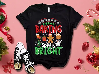 Baking spirits bright Christmas T-shirt design branding bulk christmas tshirt design custom doodle art design etsy fiverr graphic design illustration logo pod print on demand printful redbubble sunfrog tee teespring tshirt typography vector