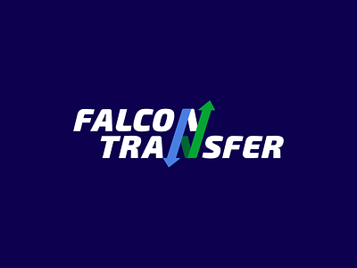 Falcon Transfer arrow blue brand branding design exchange falcon finance font green identity illustration letter logo logotype monogram n transfer