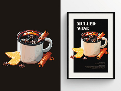 Mulled Wine Cocktail Art Print design graphic design illustration typography vector