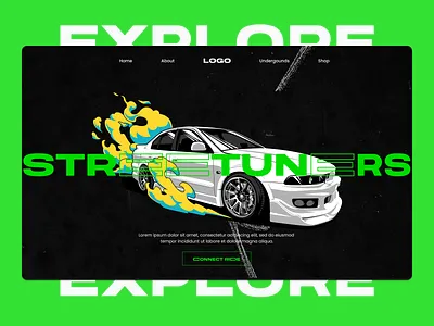 CAR GARAGE UI CONCEPT [STREETUNERS] car concept car ui car website design figma illustration racing car ui ui ui design user interface design ux